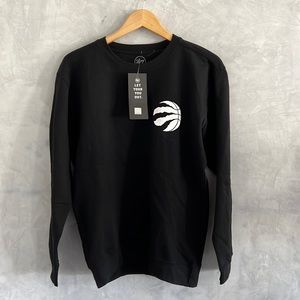 NWT 47, Black Crewneck Pocket Print NBA Toronto Raptors Size M